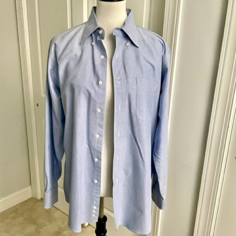 Geoffrey Beene Blue Long Sleeve Button down Shirt 16 1/2, 34 XL